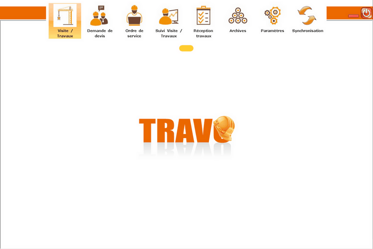 Écran d'accueil du logiciel Travo