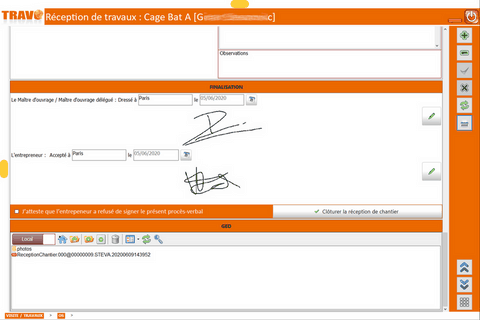 Signature d'un document sur la tablette avec Travo